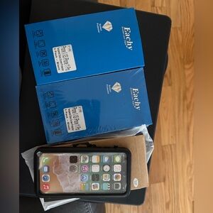 iPhone Xs Waterproof Shockproof Heavy Duty Case Black 7 Glass screen protectors